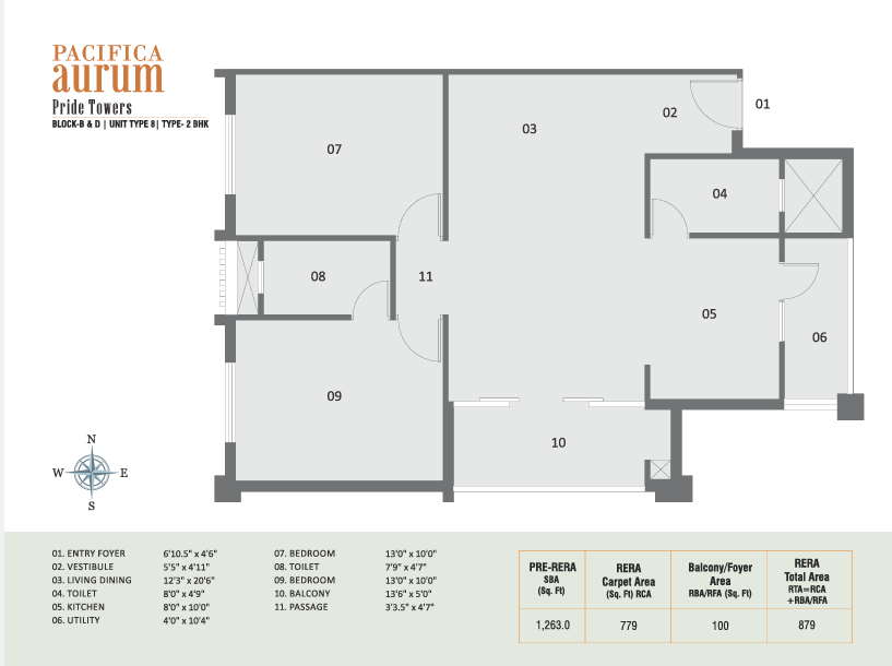 Pacifica Aurum Pride 3 BHK Floor Plan